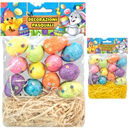 BUSTA 12 UOVA CON PAGLIA COLORI ASSORTITI