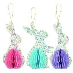 DECORAZIONI CARTA 3PZ    17CM BUNNY