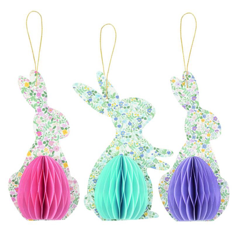 DECORAZIONI CARTA 3PZ    17CM BUNNY