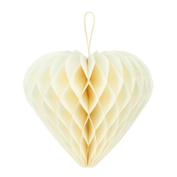 DECORAZIONE CARTA CUORE  AVORIO 40CM