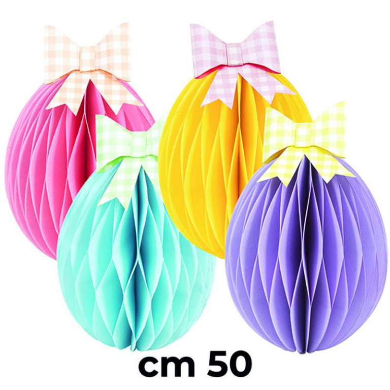 DECORAZIONE CARTA 50CM   UOVO CON FIOCCO