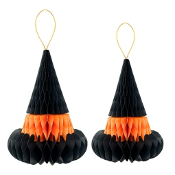 DECORAZIONI CARTA 2 PEZZI    20-25CM CAPPELLI STREGA