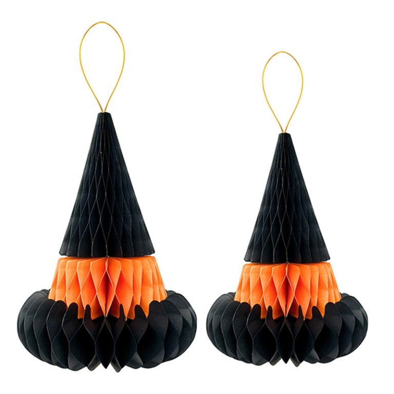 DECORAZIONI CARTA 2 PEZZI    20-25CM CAPPELLI STREGA