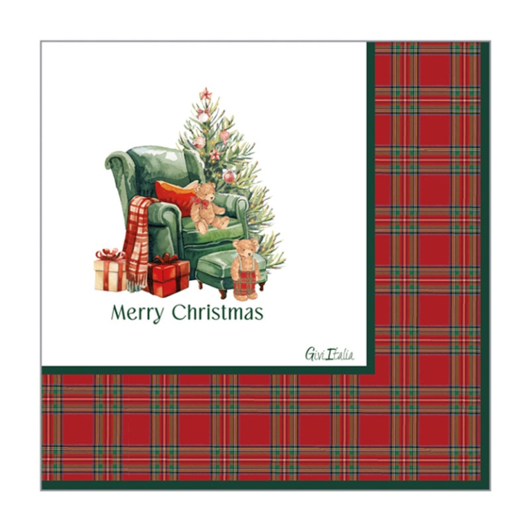 TOVAGLIOLI 33X33CM 16PZ  3V TARTAN TEDDY