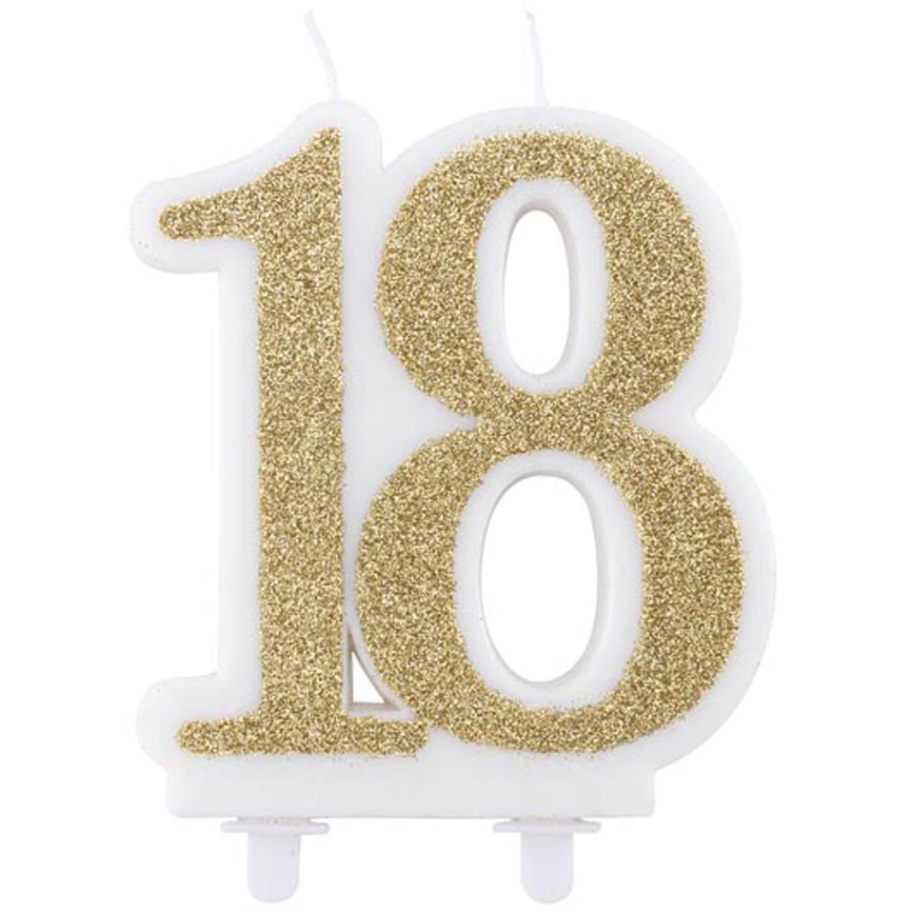 CANDELINA 18 ANNI ORO GLITTER CM12: vendita ingrosso con consegna veloce