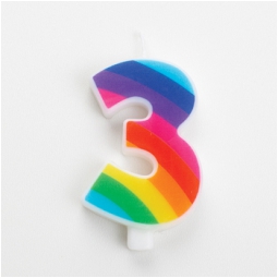 CANDELA NUMERO 3 9,5CM RAINBOW SCINTILLANTE