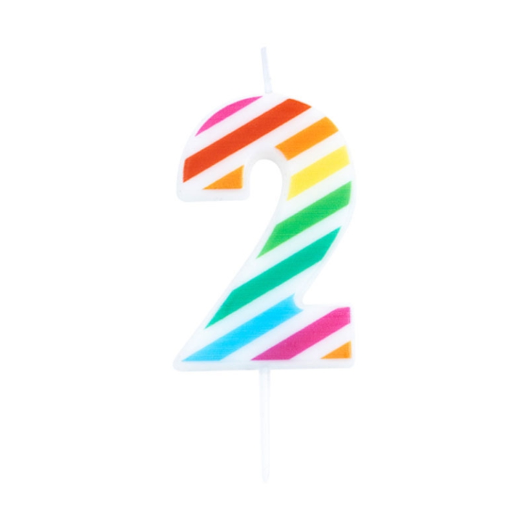 CANDELA NUMERO 2 10,5CM  MULTICOLOR
