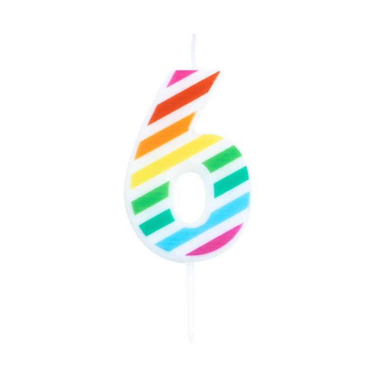CANDELA NUMERO 6 10,5CM  MULTICOLOR
