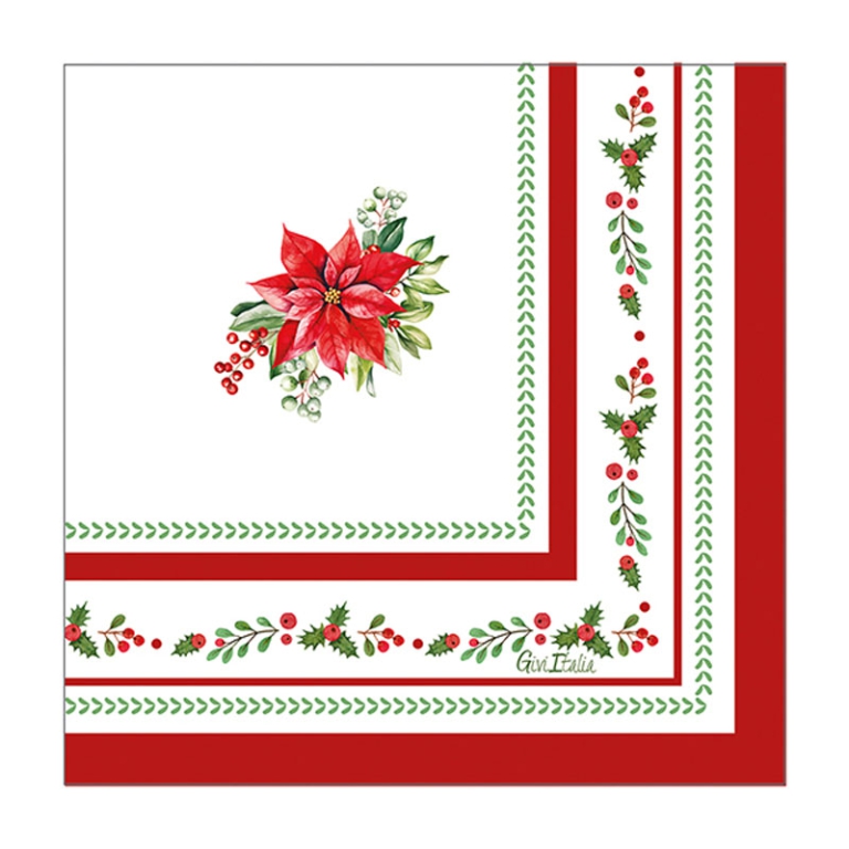 TOVAGLIOLI 33X33CM 16PZ  NATALE RED ROYAL