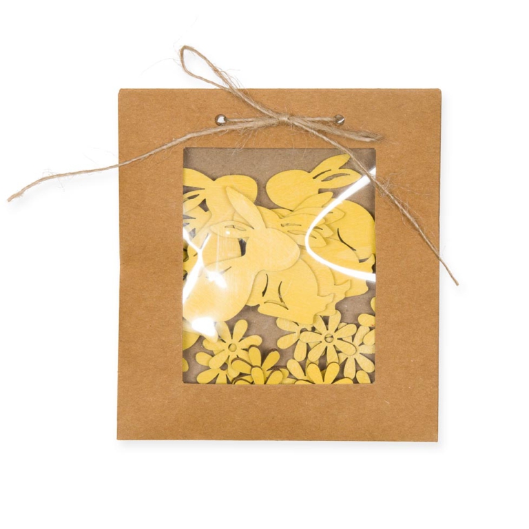 CONIGLI+FIORI LEGNO 20PZ GIALLI 2