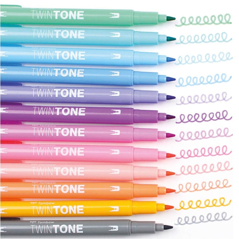 MARKER TWIN TONE 12 COLORI PASTELLO TOMBOW 2
