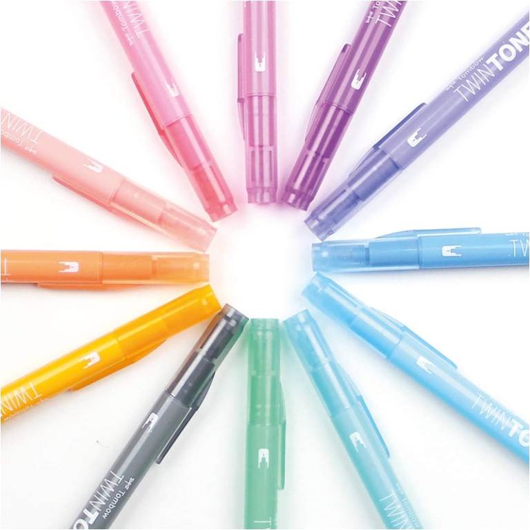 MARKER TWIN TONE 12 COLORI PASTELLO TOMBOW 3