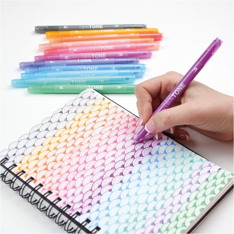 MARKER TWIN TONE 12 COLORI PASTELLO TOMBOW 5