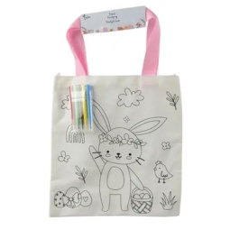 SHOPPER 26X24CM TESSUTO  DA COLORARE MANICI ROSA