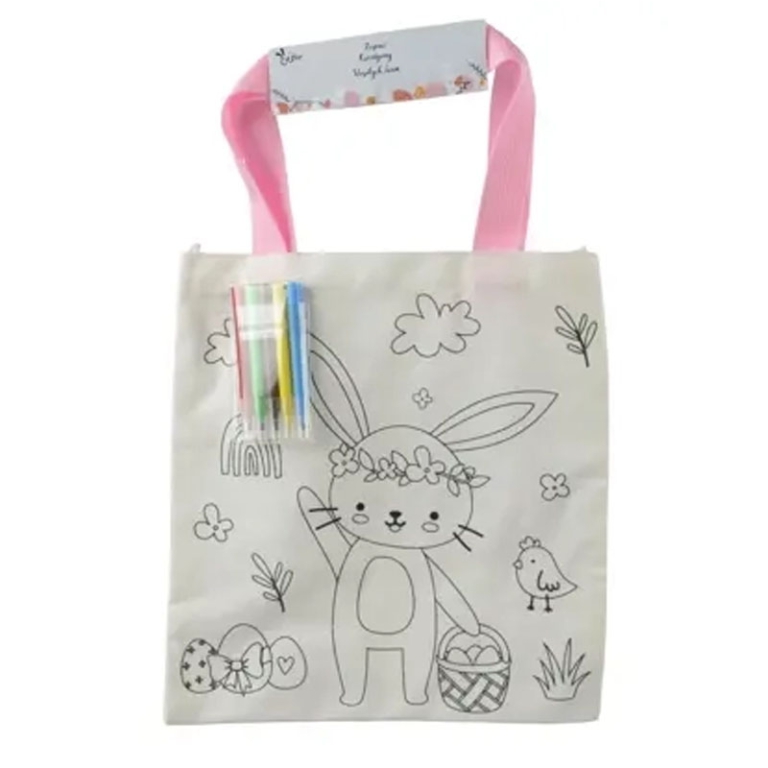 SHOPPER 26X24CM TESSUTO  DA COLORARE MANICI ROSA