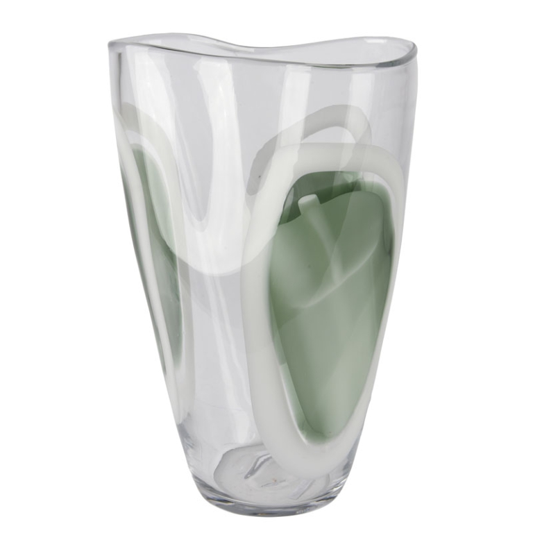 VASO VETRO H37CM VERDE E GRIGIO