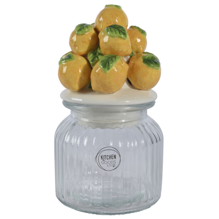 BARATTOLO VETRO TAPPO CON LIMONI H19CM