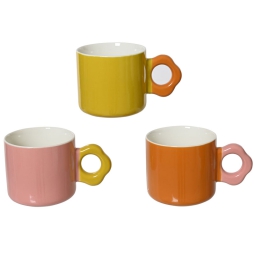 TAZZA PORCELLANA H13CM   MANICO FIORE COLORI ASSORTITI