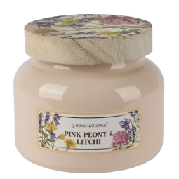 CANDELA GIARA VETRO 200GR PEONIA E LITCHI