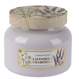 CANDELA GIARA VETRO 200GR LAVANDA E CAMOMILLA