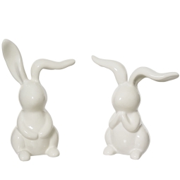 DECORO CONIGLIO H25,3CM  PORCELLANA BIANCO ASSORTITI