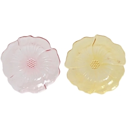 PIATTO VETRO FIORE D17CM COLORI ASSORTITI