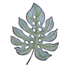 DECORO FOGLIA METALLO    H40CM VERDE