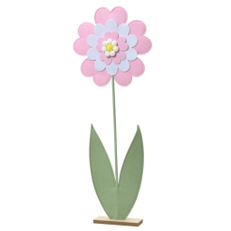 DECORO FIORE FELTRO H91CM BASE LEGNO