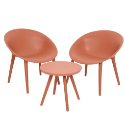 POLTRONA 2PZ+TAVOLINO POLIPROPILENE ARANCIO