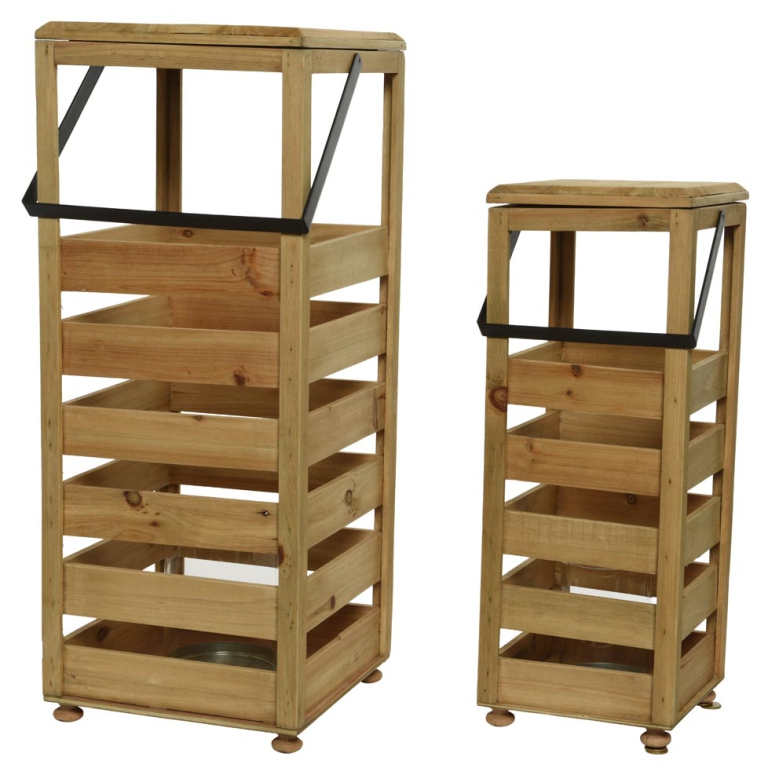 LANTERNA LEGNO SET 2 PEZZI NATURALE