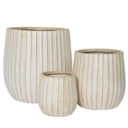 VASO ARGILLA SET 3PZ DECORO SBALZATO SABBIA