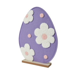 DECORO UOVO H34CM VIOLA  BASE LEGNO