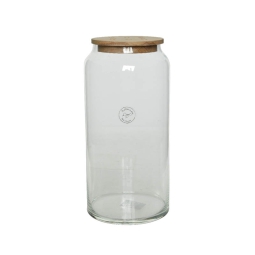 VASO VETRO TRASP.D14H30CM CON COPERCHIO