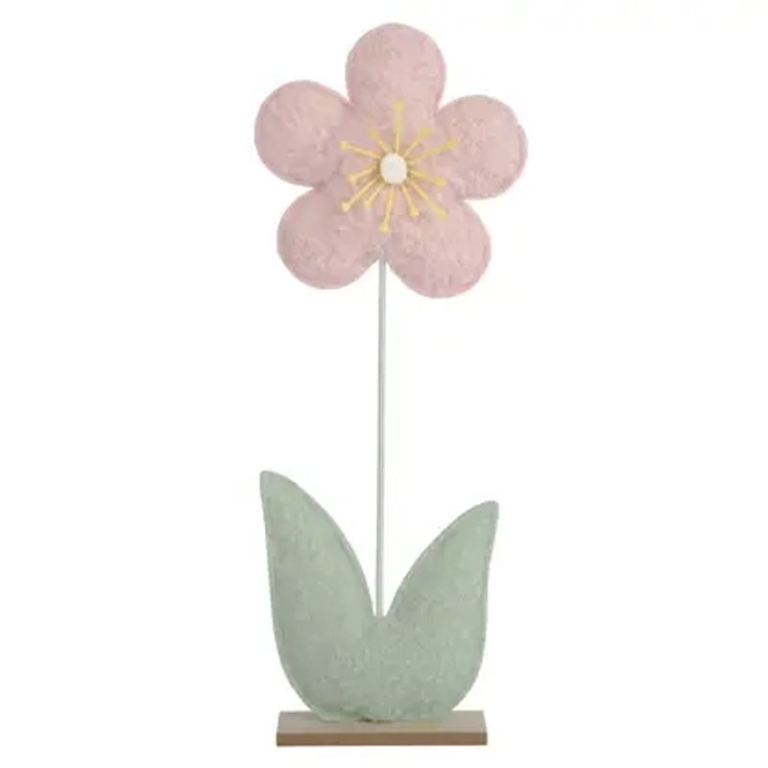 DECORO MARGHERITA LANA   COTTA H60CM BASE LEGNO