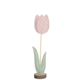 DECORO TULIPANO LANA     COTTA H35CM BASE LEGNO
