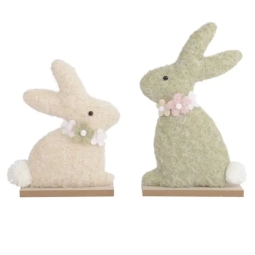 DECORO CONIGLIO LANA COTTA H18CM COLORI ASSORTITI
