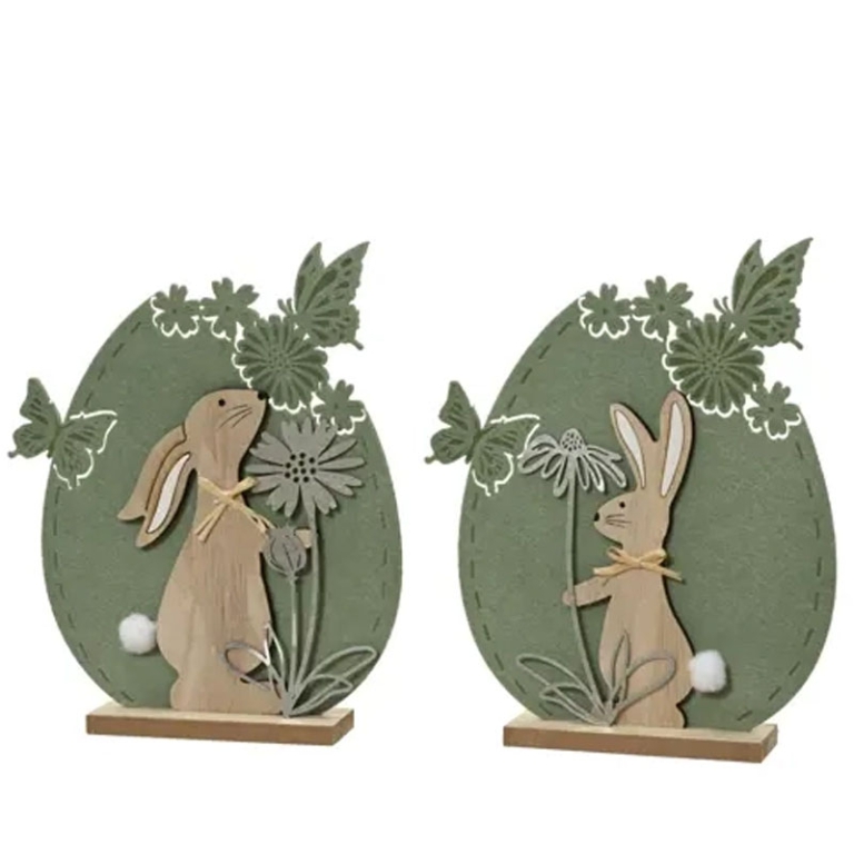 DECORO UOVO FELTRO E LEGNO H22CM SOGGETTI ASSORTITI