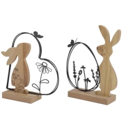 DECORO CONIGLIO METALLO  H19CM SOGGETTI ASSORTITI