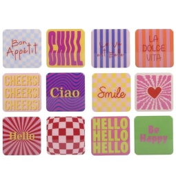 DECORO SOTTOBICCHIERE    9,5X9,5CM SOGGETTI ASSORTITI