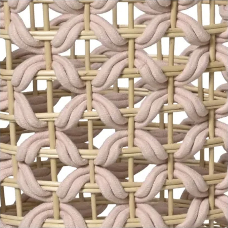 CESTINO VIMINI DETTAGLI  TESSUTO ROSA 3PZ D43X47CM 2