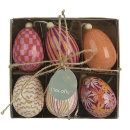 DECORO UOVO DA APPENDERE 6PZ D5H7,5CM COLORI ASSORTITI