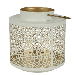 LANTERNA METALLO DECORATA H20CM BIANCO PANNA