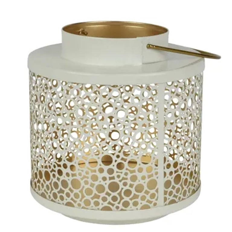 LANTERNA METALLO DECORATA H20CM BIANCO PANNA