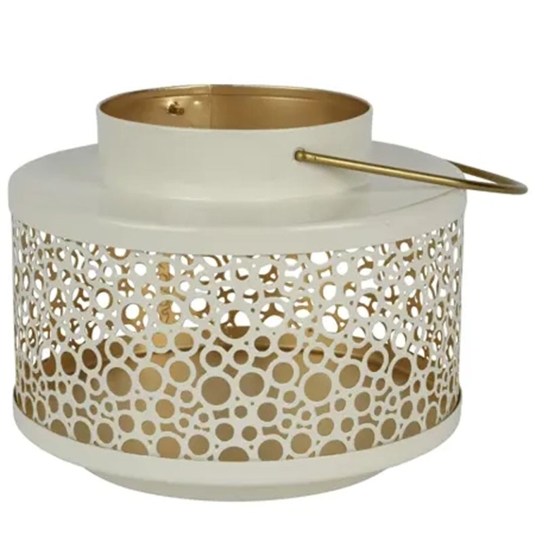 LANTERNA METALLO DECORATA H22CM BIANCO PANNA