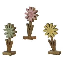 DECORO FIORE LEGNO H22CM COLORI ASSORTITI