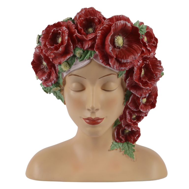 VASO MEZZOBUSTO H30CM    DONNA CORONA ROSE ROSSE