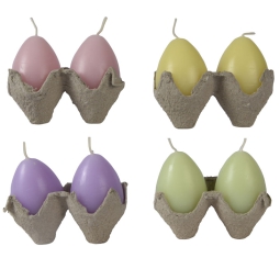 CANDELA UOVO SET 2 PEZZI COLORI ASSORTITI H6,4CM