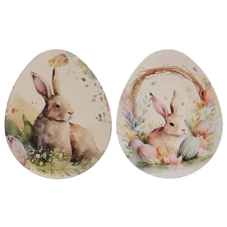 PIATTO DECORO CONIGLIO   FORMA UOVO SOGGETTI ASSORTITI