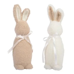 DECORO CONIGLIO LANA COTTA H40CM COLORI ASSORTITI