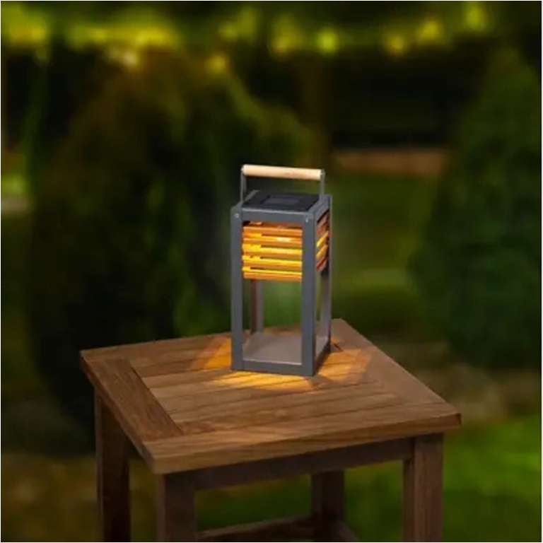 LANTERNA SOLARE H34CM    ALLUMINIO CON MANICO 2